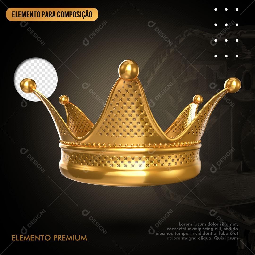 Coroa Cor de Ouro Elemento 3D Para Composição PSD