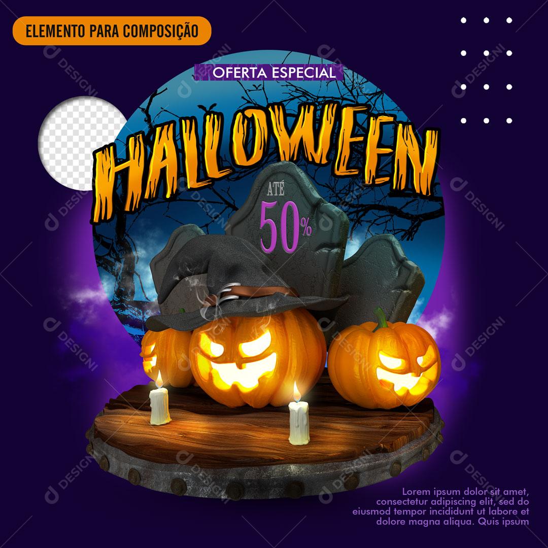 Halloween Oferta Especial Selo 3D Para Composição PSD Editável
