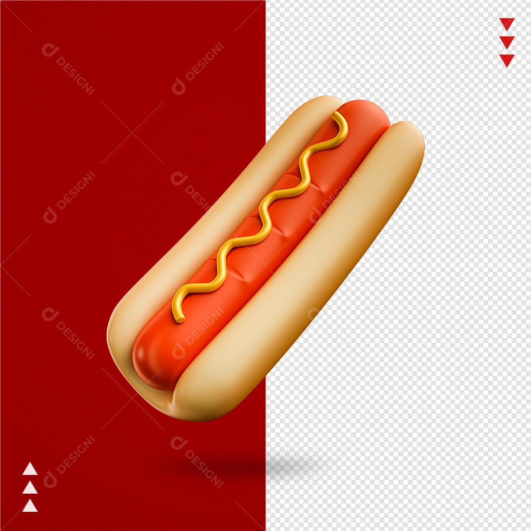 Elemento 3D para Composição Cachorro Quente Cartoon PNG Transparente Sem Fundo