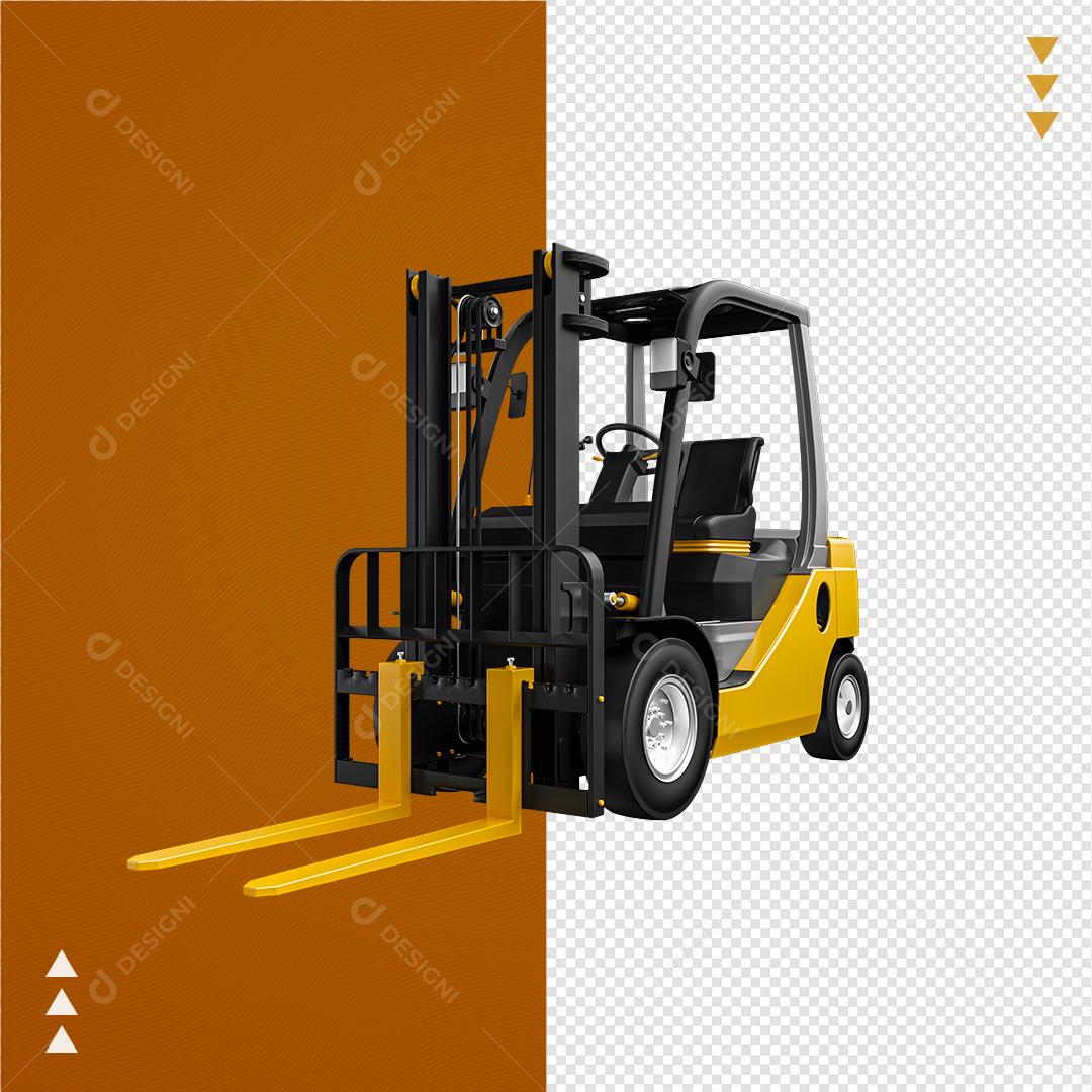 Elemento 3D para Composição Empilhadeira Cartoon PNG Transparente Sem Fundo
