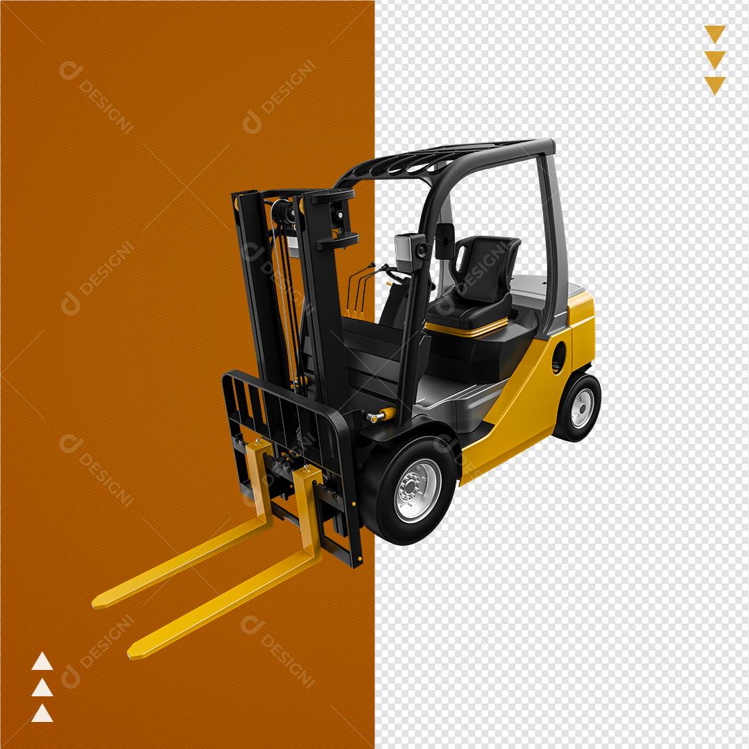 Elemento 3D para Composição Empilhadeira Cartoon PNG Transparente Sem Fundo