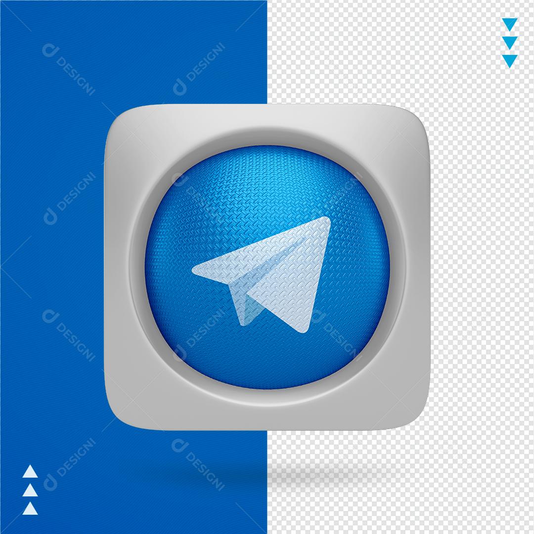 Ícone 3D Telegram para Composição PNG Transparente Sem Fundo