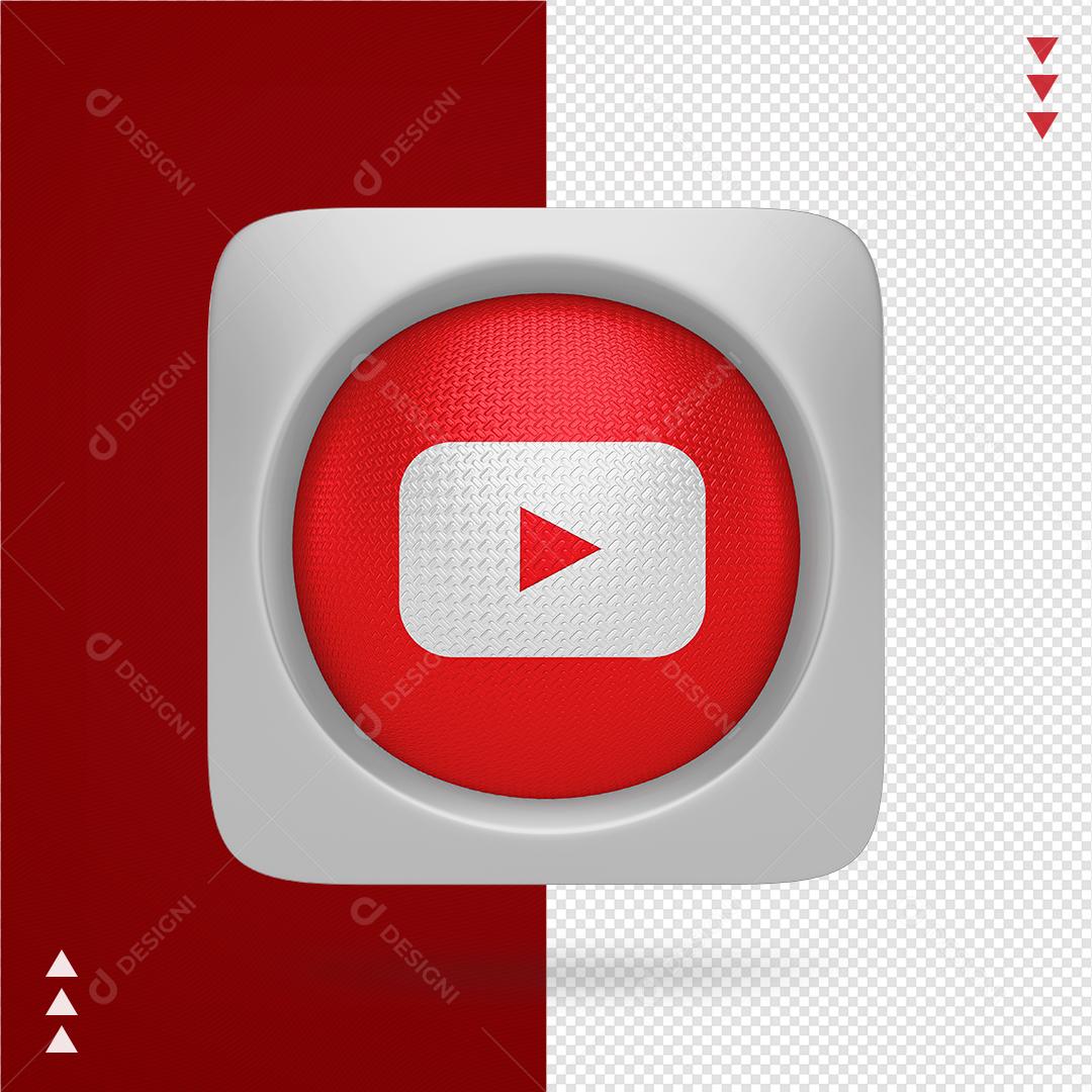 Ícone 3D YouTube para Composição PNG Transparente Sem Fundo