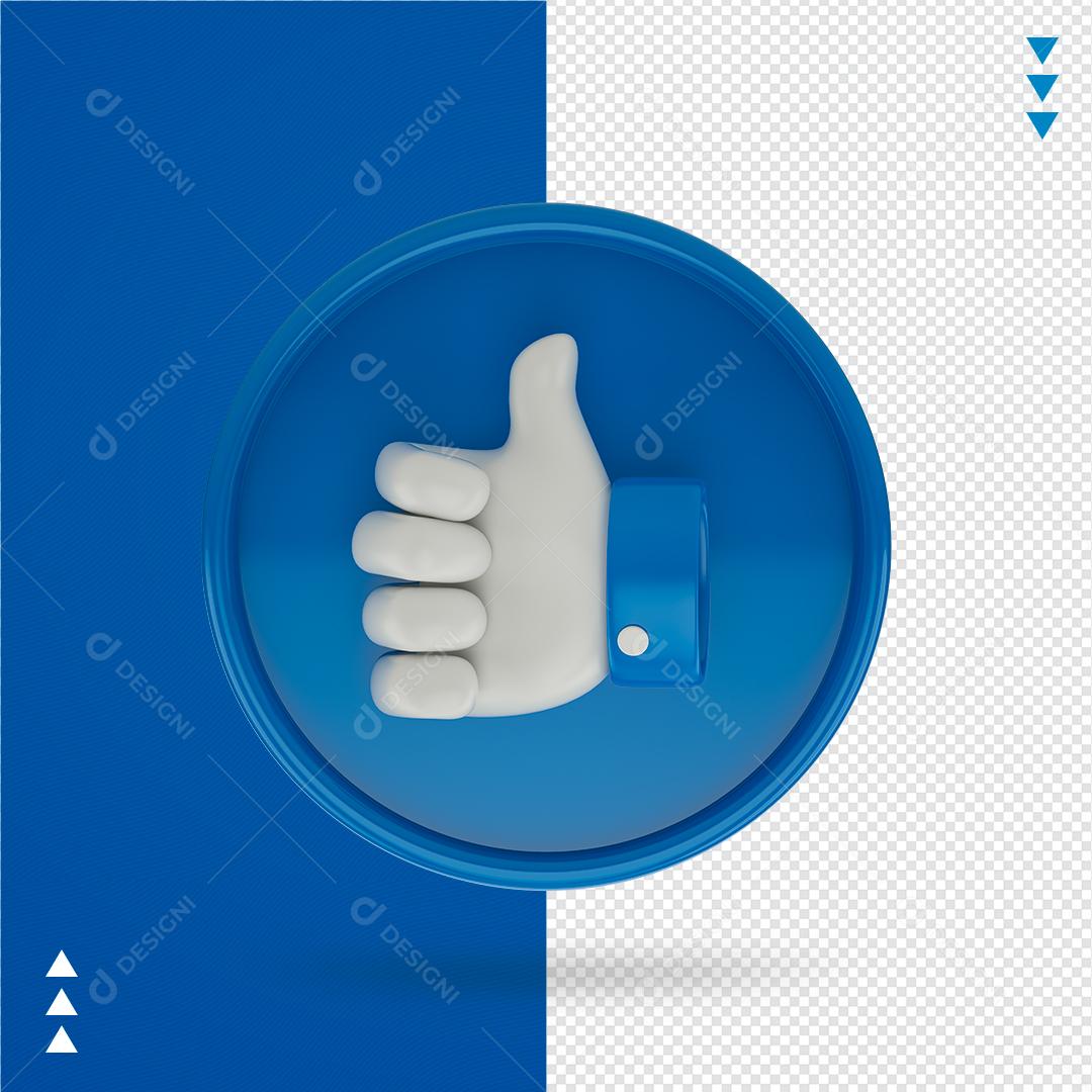 Elemento 3D para Composição Like Facebook PNG Transparente Sem Fundo