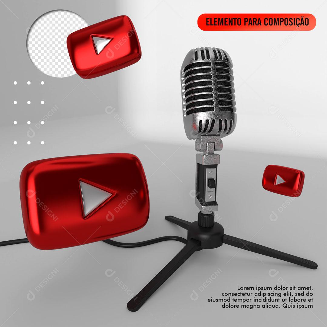 Microfone Ícones Youtube Elementos Para Composição PSD
