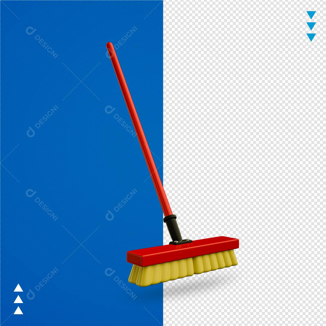 Elemento 3D para Composição Vassoura Cartoon PNG Transparente Sem Fundo