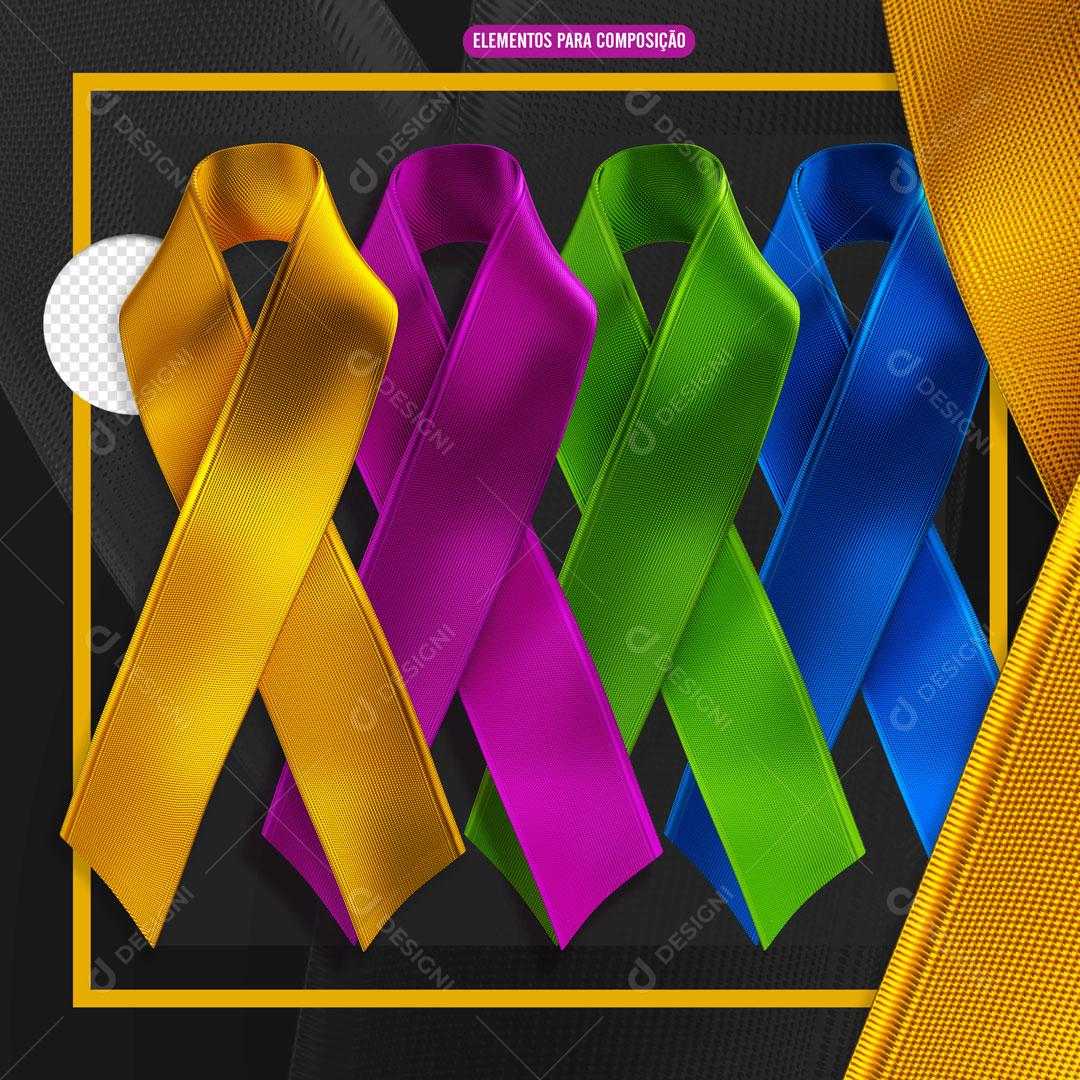 Laços Varias Cores Elementos Para Composição PSD
