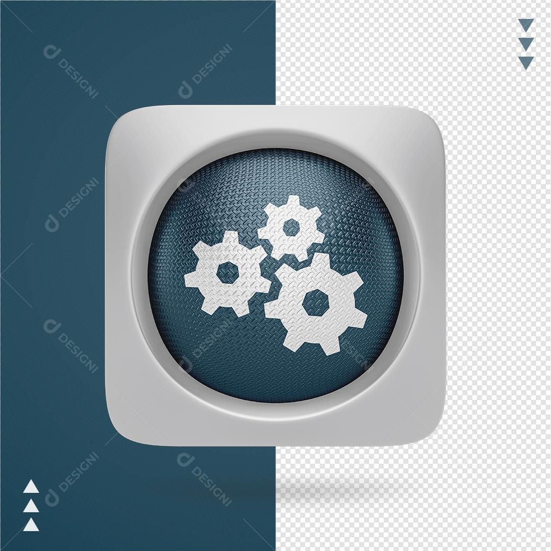 Ícone 3D Configurações para Composição PNG Transparente Sem Fundo