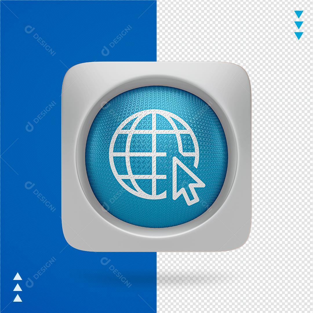 Ícone 3D Internet para Composição PNG Transparente Sem Fundo