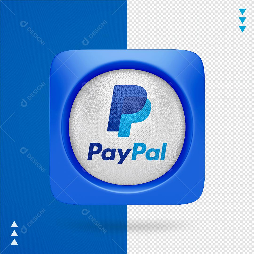 Ícone 3D PayPal para Composição PNG Transparente Sem Fundo