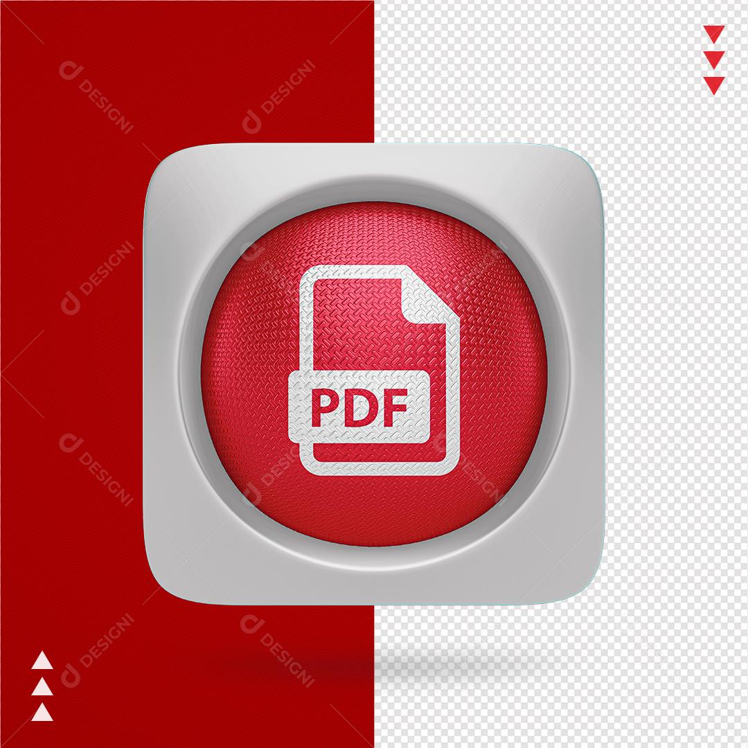 Ícone 3D PDF para Composição PNG Transparente Sem Fundo