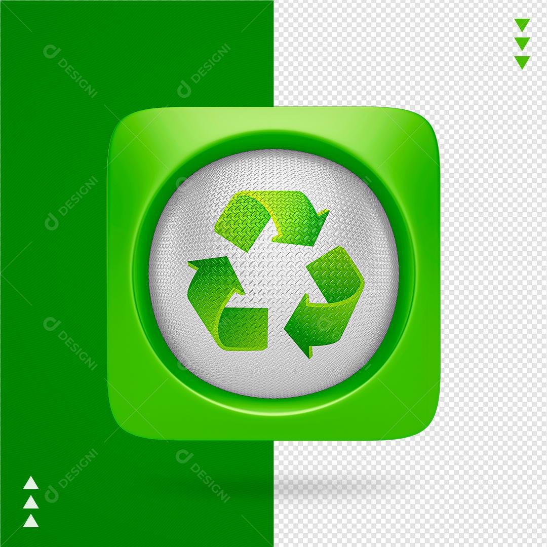 Ícone 3D Reciclável Composição PNG Transparente Sem Fundo