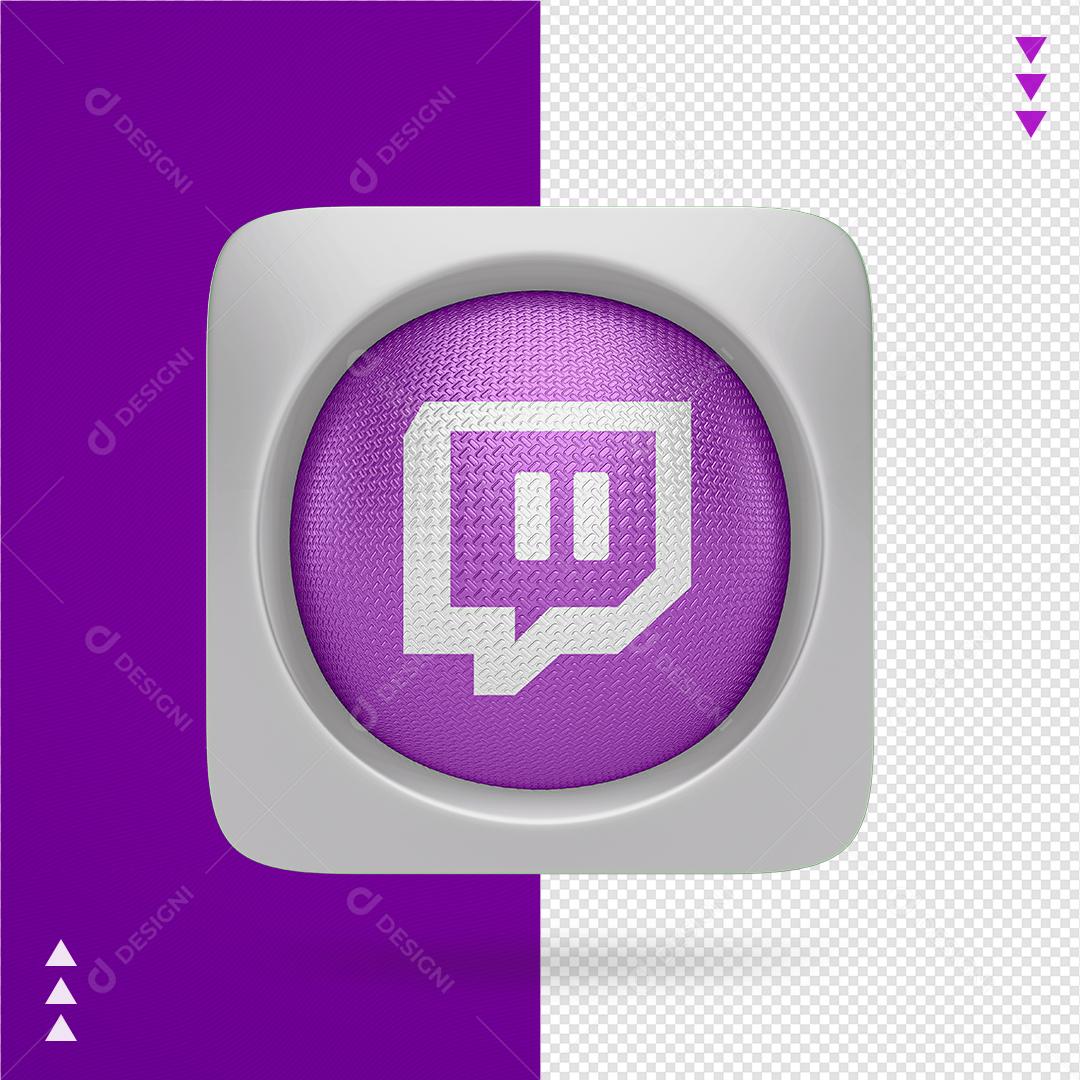 Ícone 3D Twitch Composição PNG Transparente Sem Fundo
