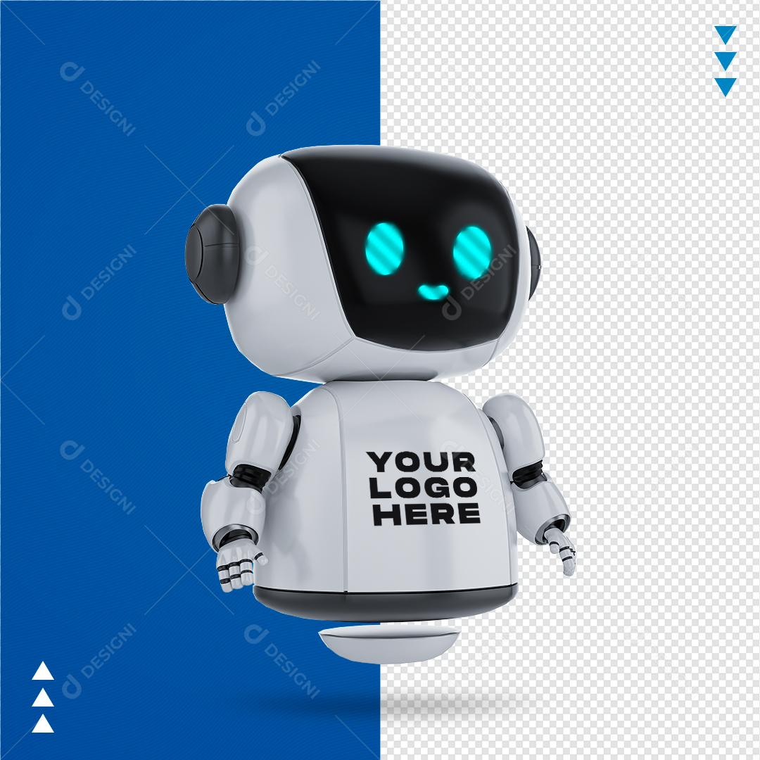 Ícone 3D Robô Composição PNG Transparente Sem Fundo