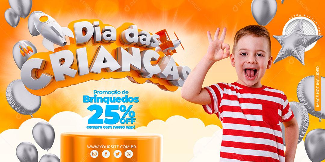 Post Banner Dia Das Crianças Promoção de Brinquedos Social Media PSD Editável
