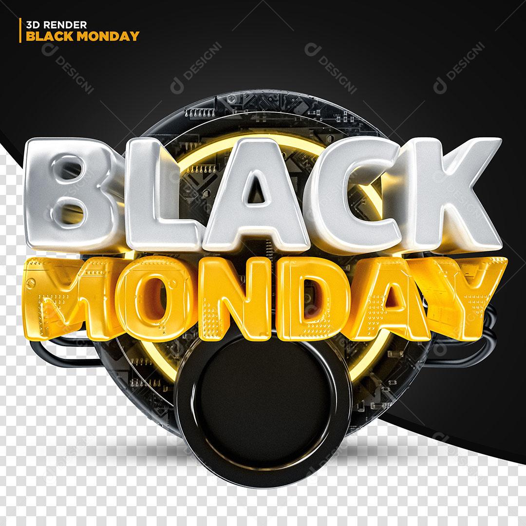 Black Monday Selo 3D Para Composição PSD