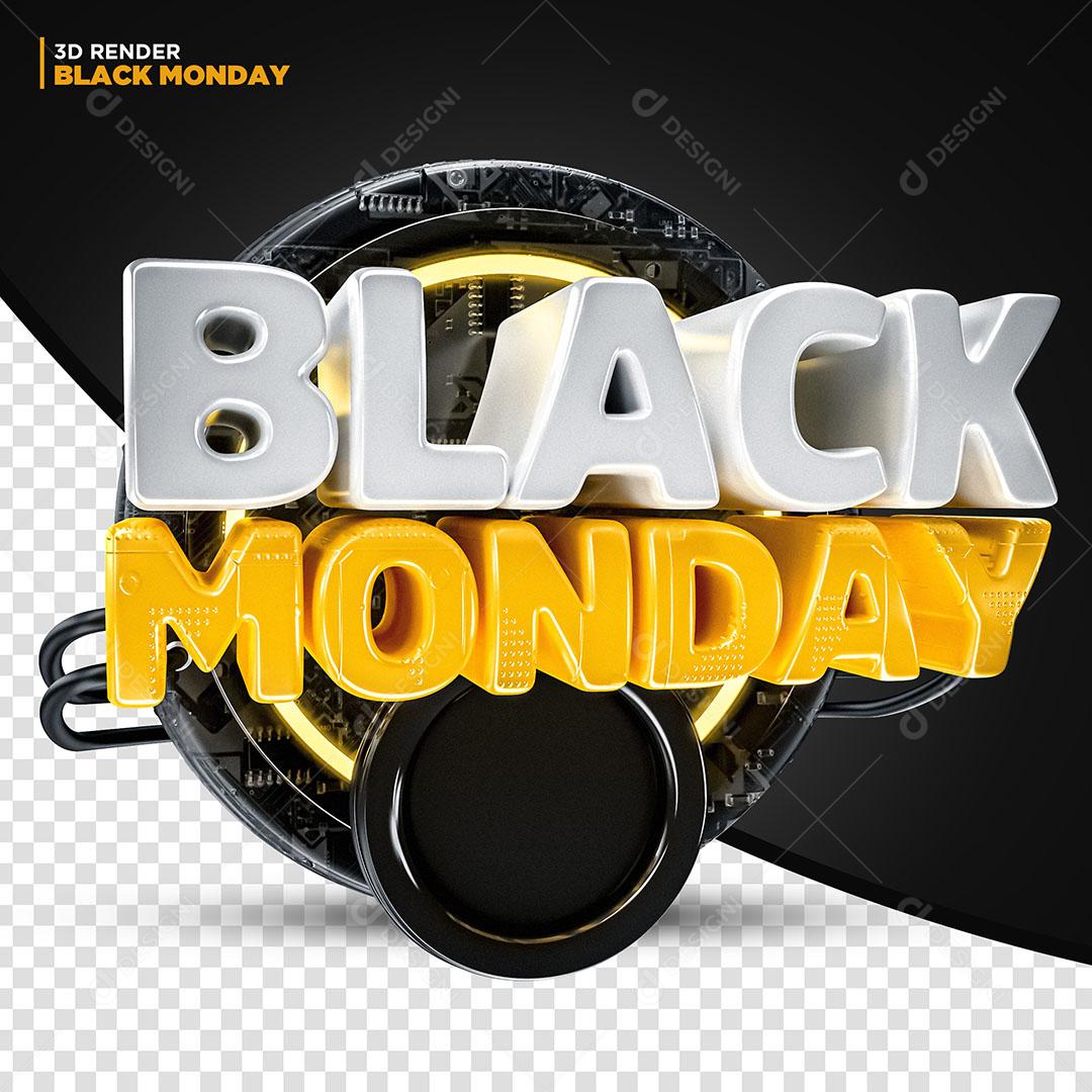 Black Monday Selo 3D Para Composição PSD