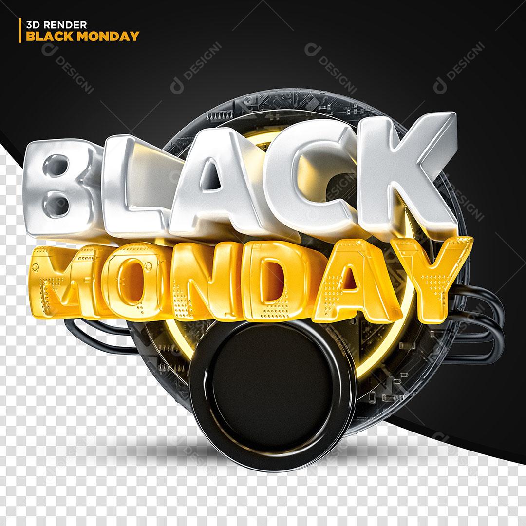 Black Monday Selo 3D Para Composição PSD