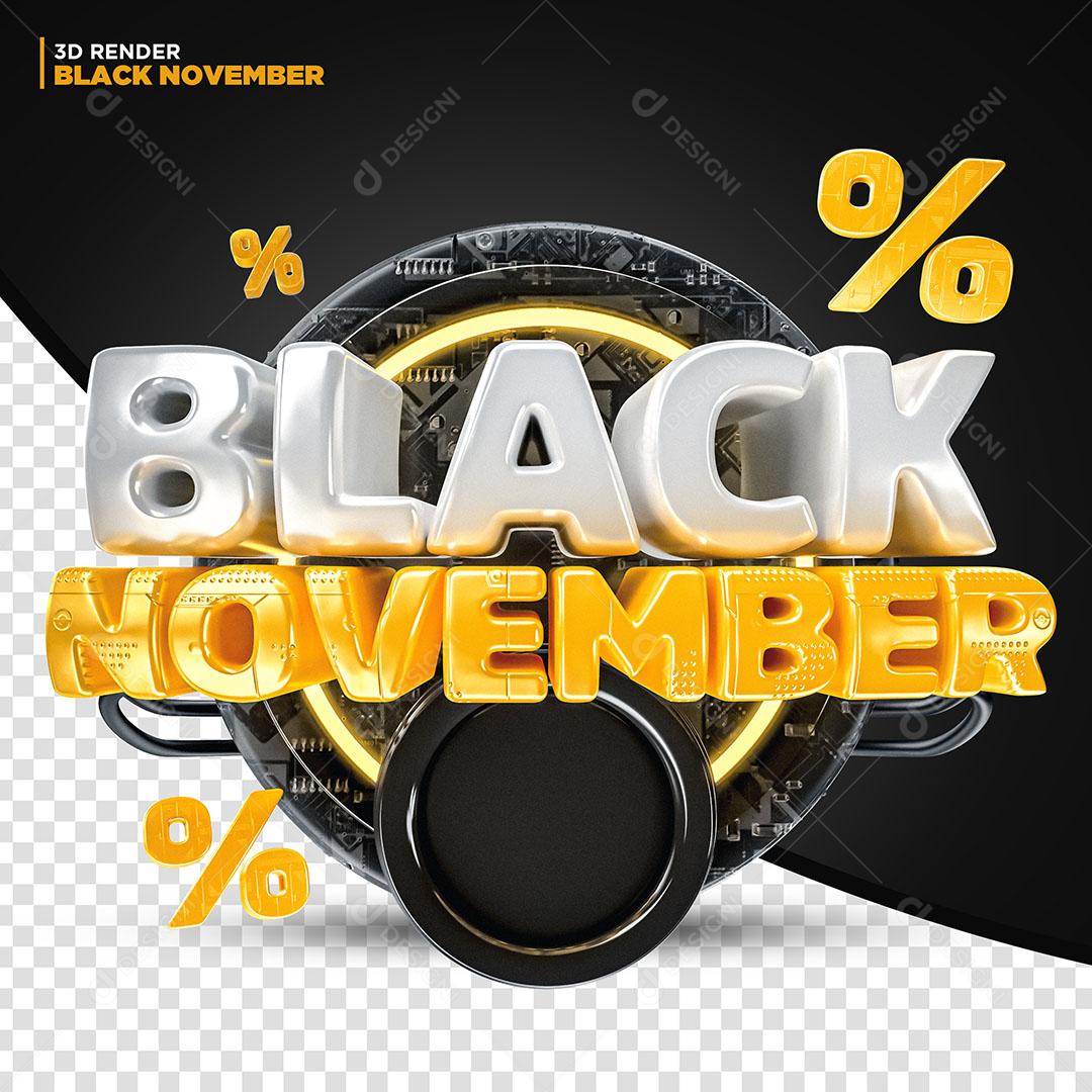Black November Selo 3D Para Composição PSD