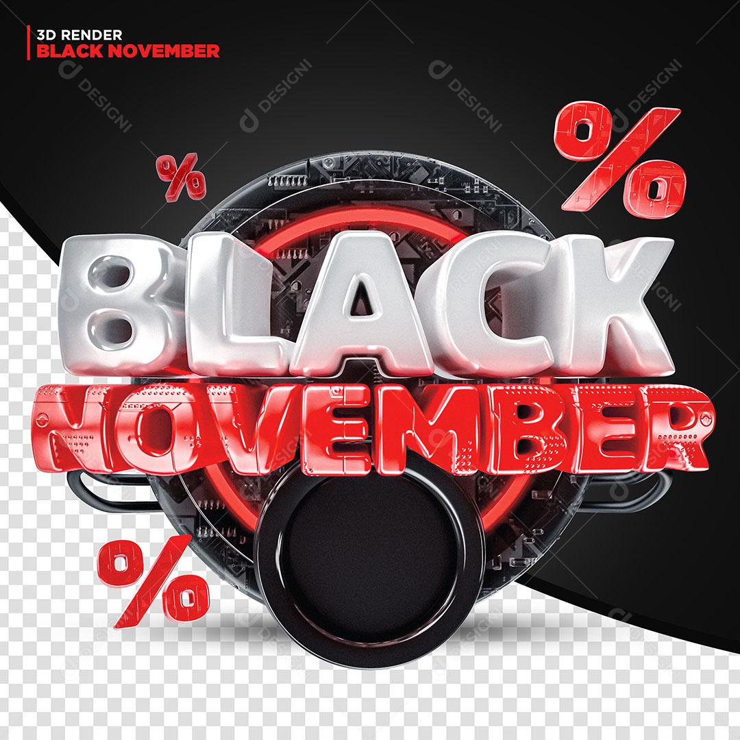 Black November Selo 3D Vermelho Para Composição PSD