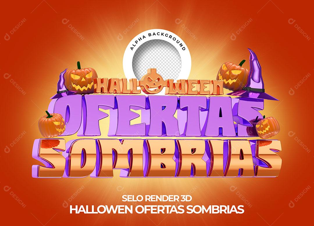 Halloween Ofertas Sombrias Selo 3D Para Composição PNG Transparente