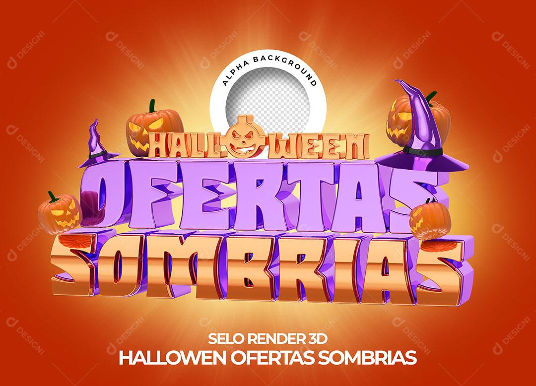 Halloween Ofertas Sombrias Selo 3D Para Composição PNG Transparente