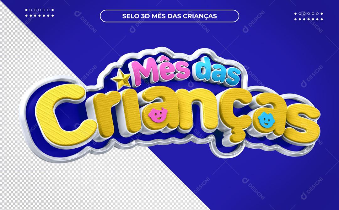 Mês das Crianças Selo 3D Para Composição PSD Editável