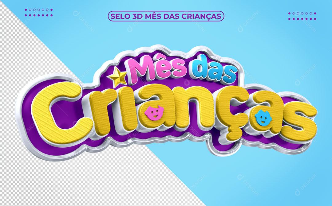 Mês Das Crianças Selo 3D Para Composição PSD Editável