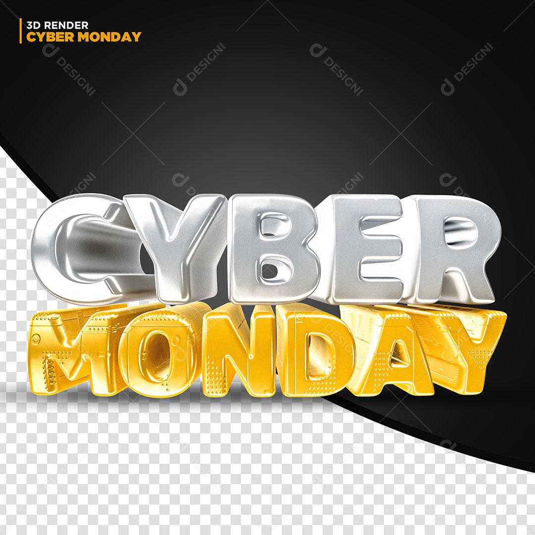 Cyber Monday Textos 3D Amarela Para Composição PSD Editável