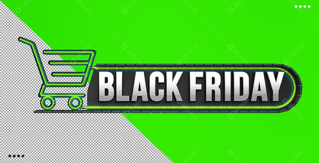 Black Friday Green 3D Stamp For Composition PSD