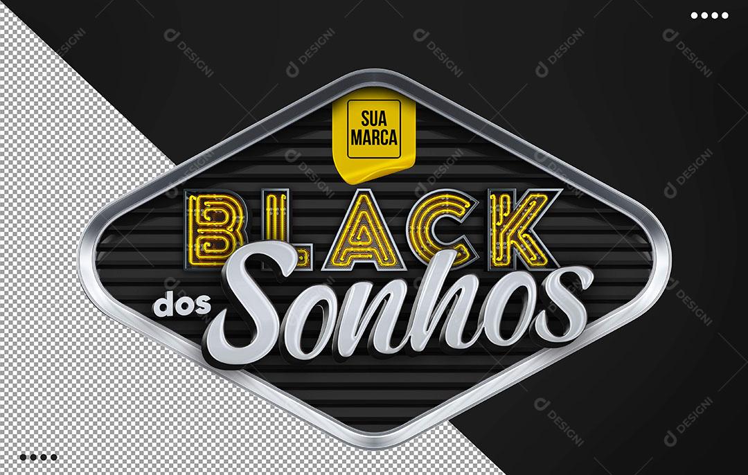 Black Dos Sonhos Selo 3D Para Composição PSD Editável