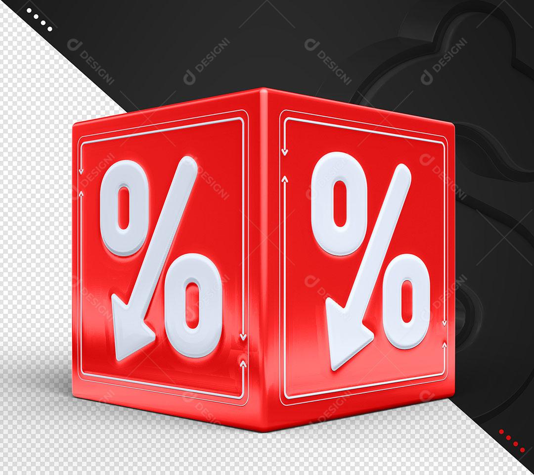 Porcentage % Cubo Elemento 3D Para Composição PSD