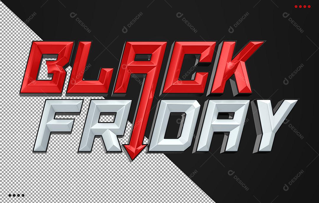 Black Friday Texto 3D Vermelho e Branco Para Composição PSD