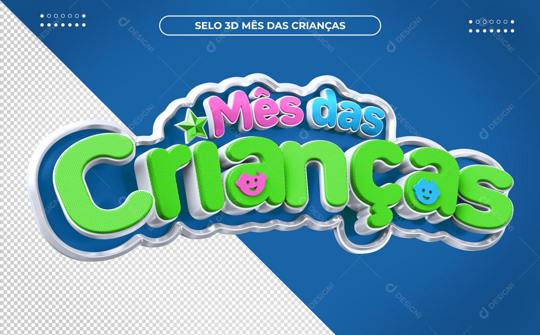 Mês Das Crianças Selo 3D Para Composição PSD Editável