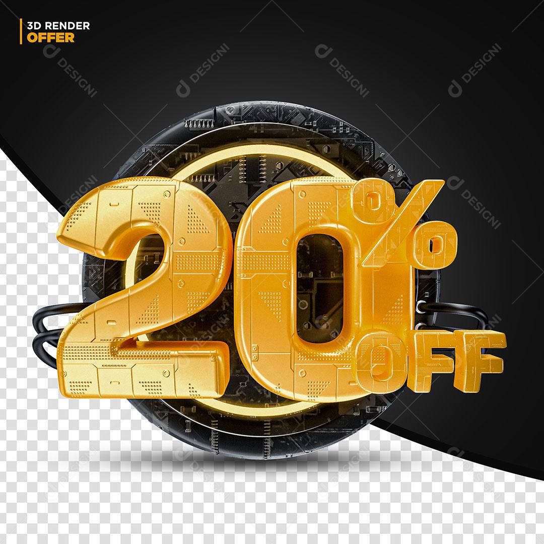 20% Off Elemento 3D Para Composição PSD