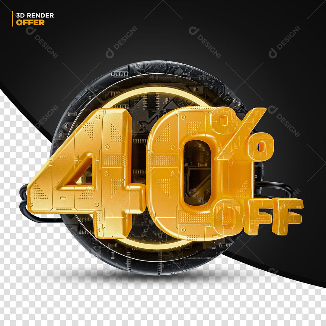 40% Off Elemento 3D Para Composição PSD