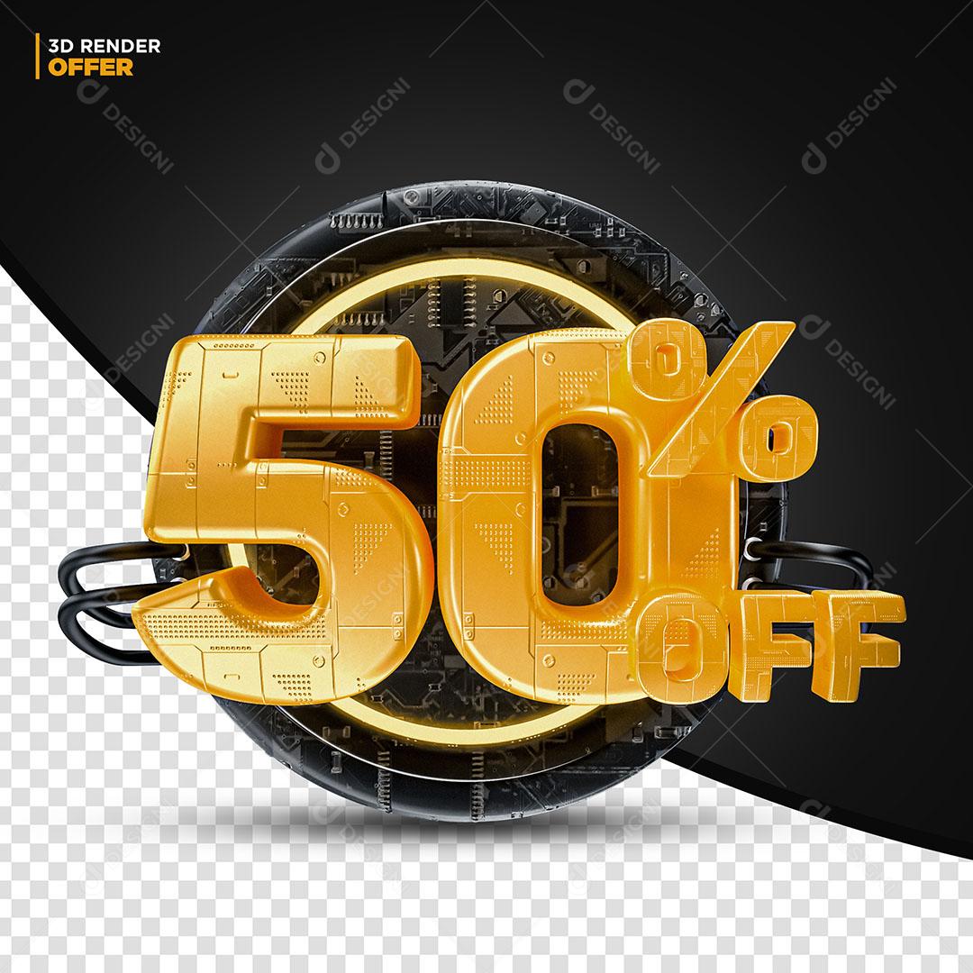 50% Off Elemento 3D Para Composição PSD