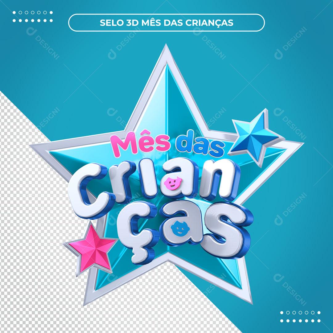 Mês Das Crianças Selo 3D Para Composição PSD Editável