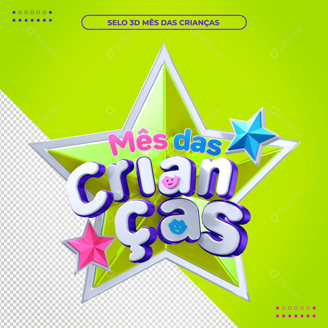 Mês Das Crianças Selo 3D Para Composição PSD Editável