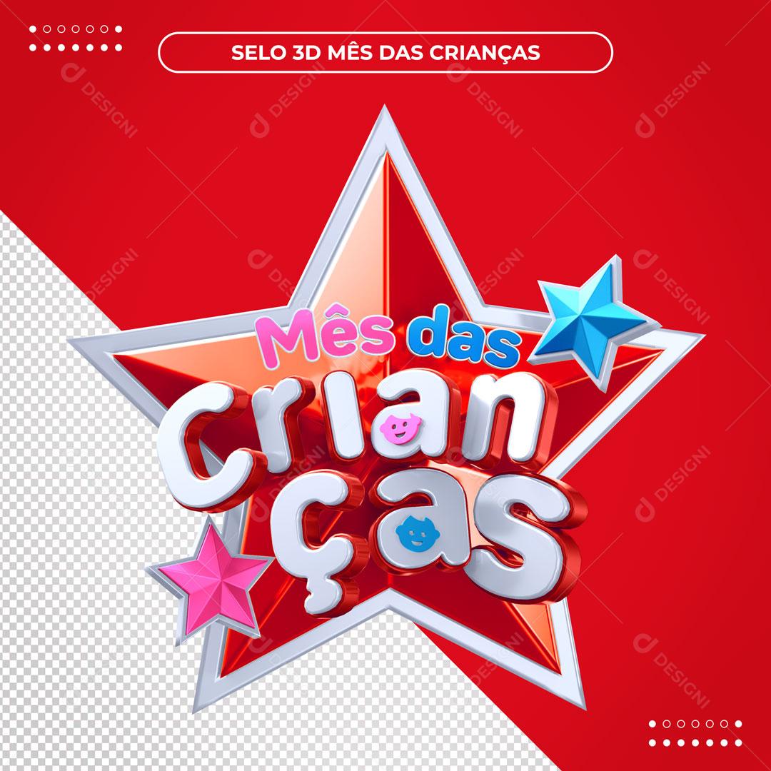 Mês Das Crianças Selo 3D Para Composição PSD Editável