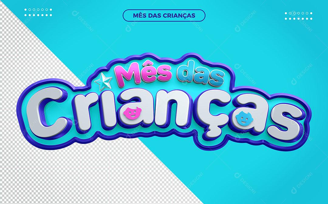 Mês Das Crianças Selo 3D Para Composição PSD Editável