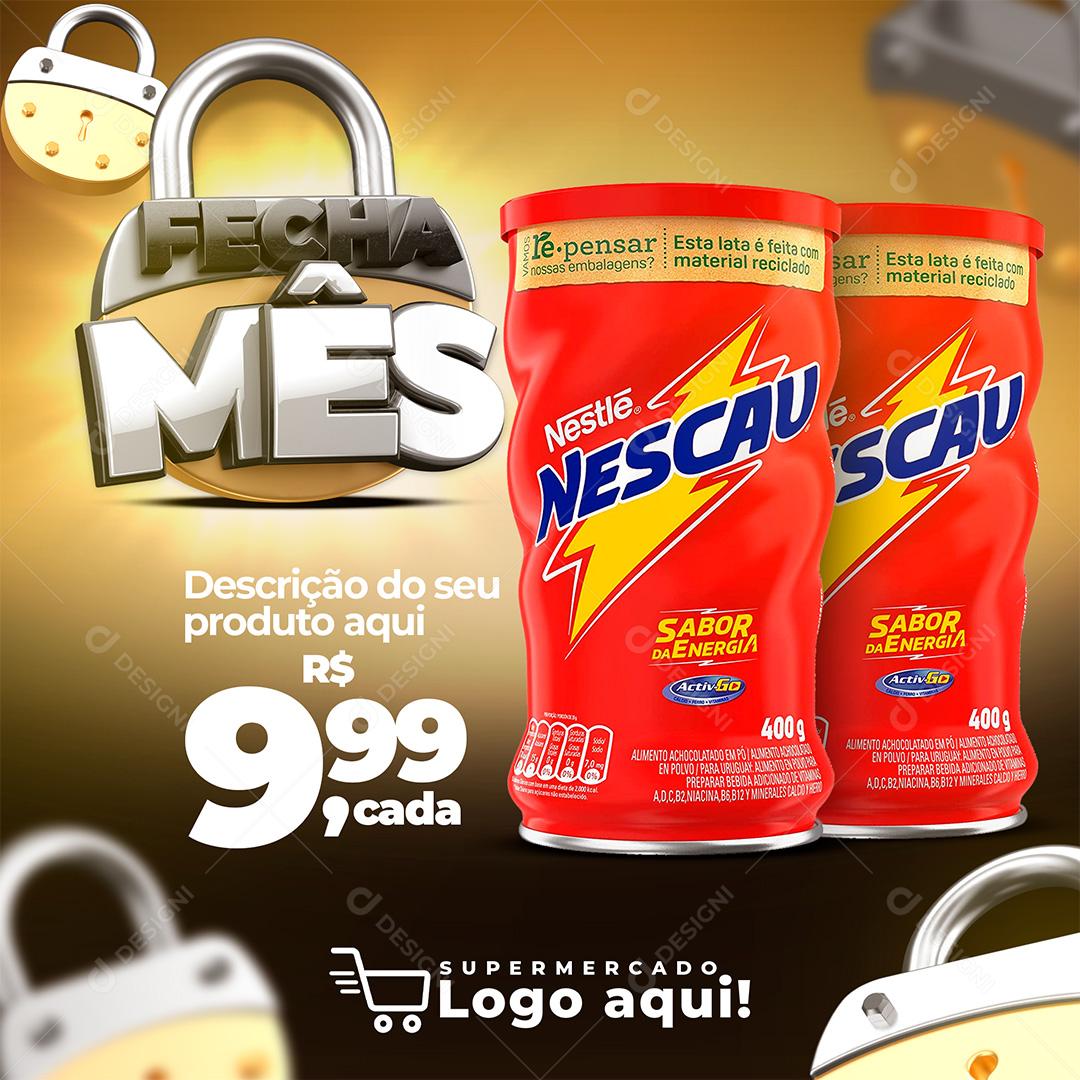 Achocolatado Nescau Supermercado Social Media PSD Editável
