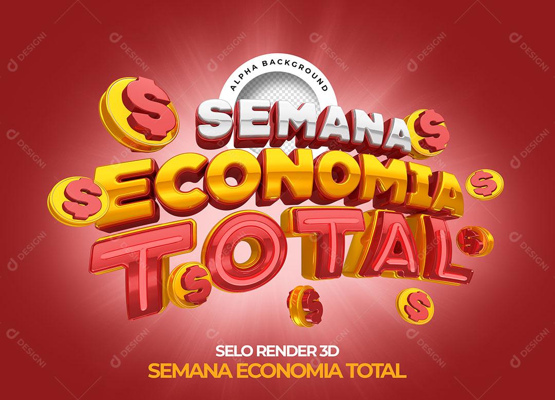 Semana Economia Total Selo 3D Para Composição PNG Transparente