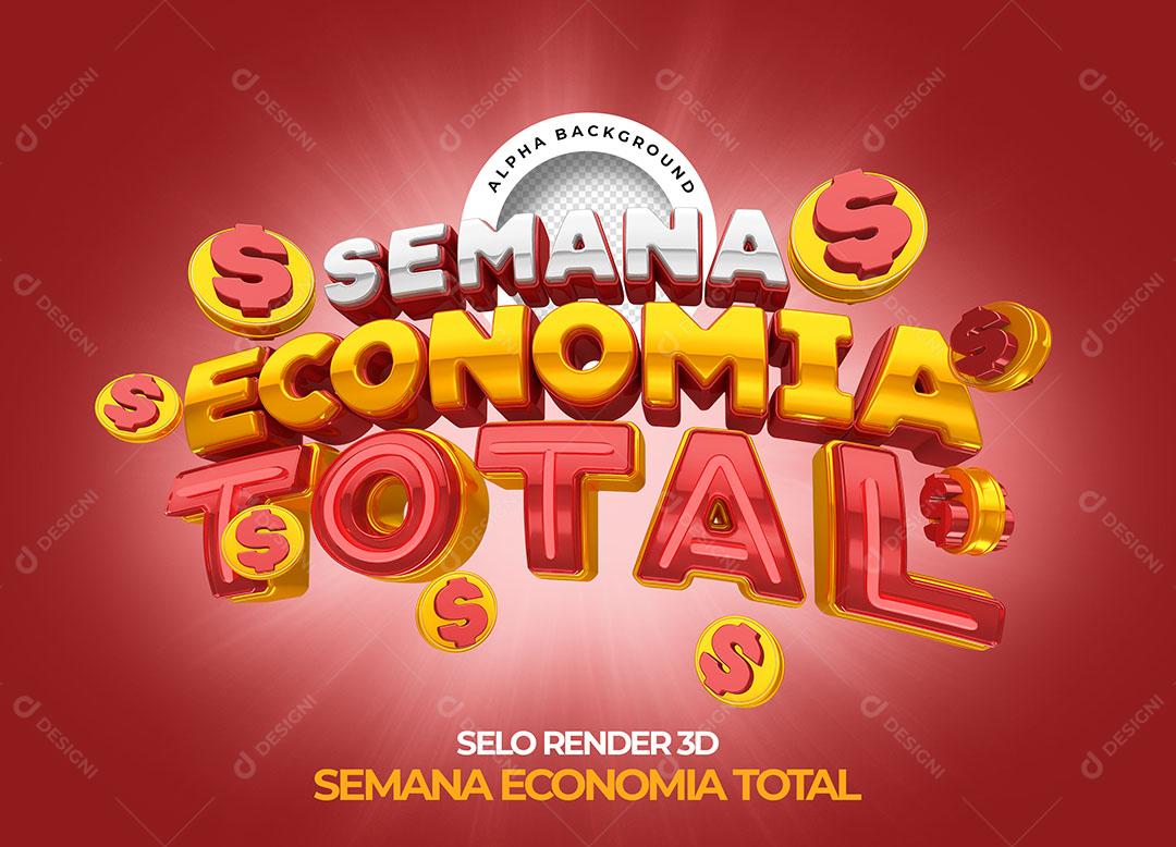 Semana Economia Total Selo 3D Para Composição PNG Transparente