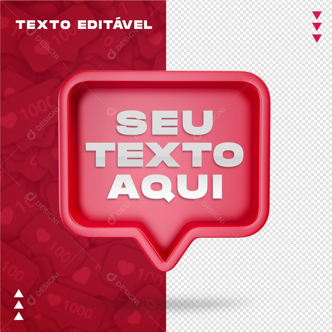 Elemento 3D para Composição Caixa de Texto PSD Texto Editável