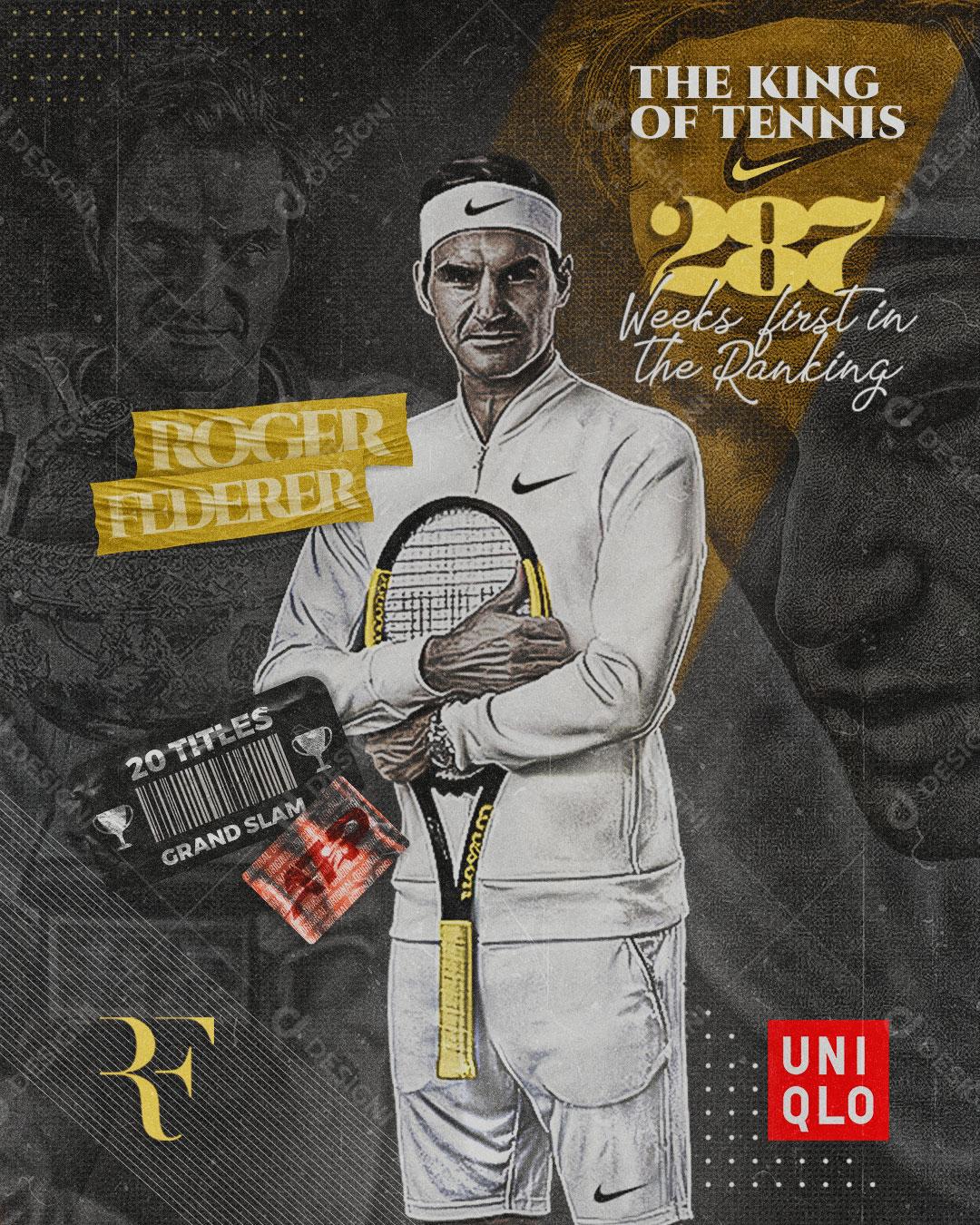 Feed Flayer Jogador De Tênis Roger Social Media PSD Editável