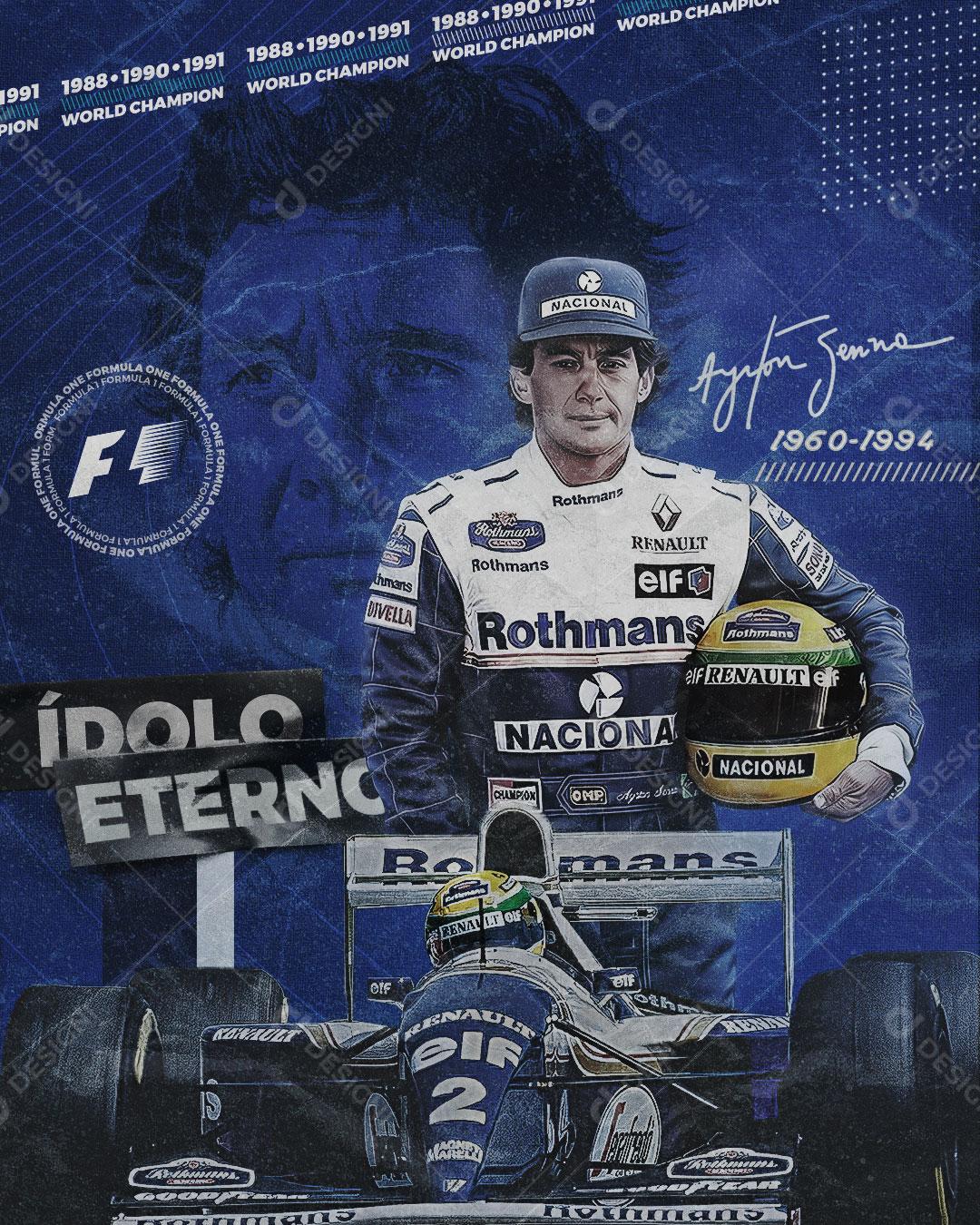 Feed Flayer Piloto Corrida Ayrton Senna Social Media PSD Editável