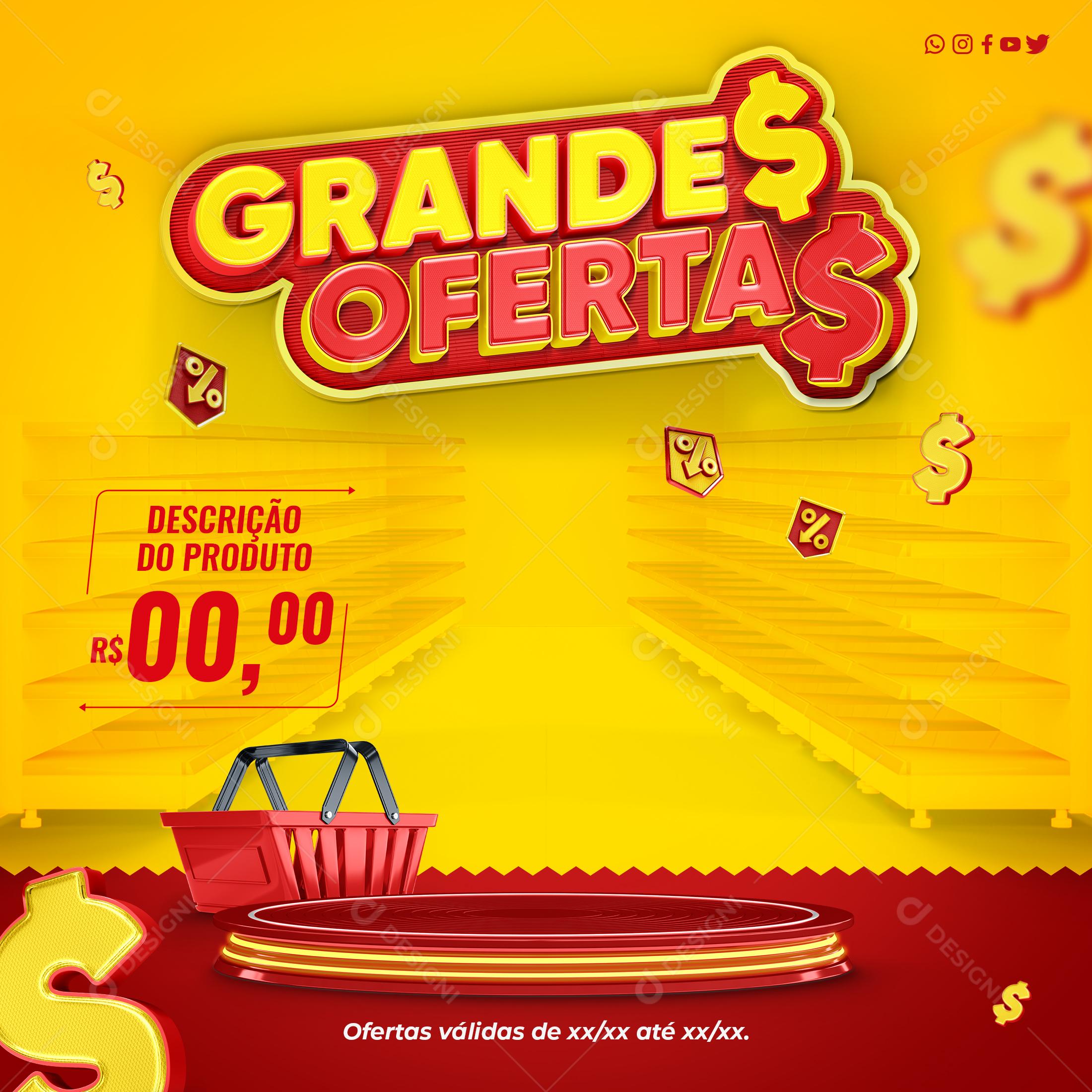 Post Feed Grandes Ofertas Pódio Texto Editável PSD