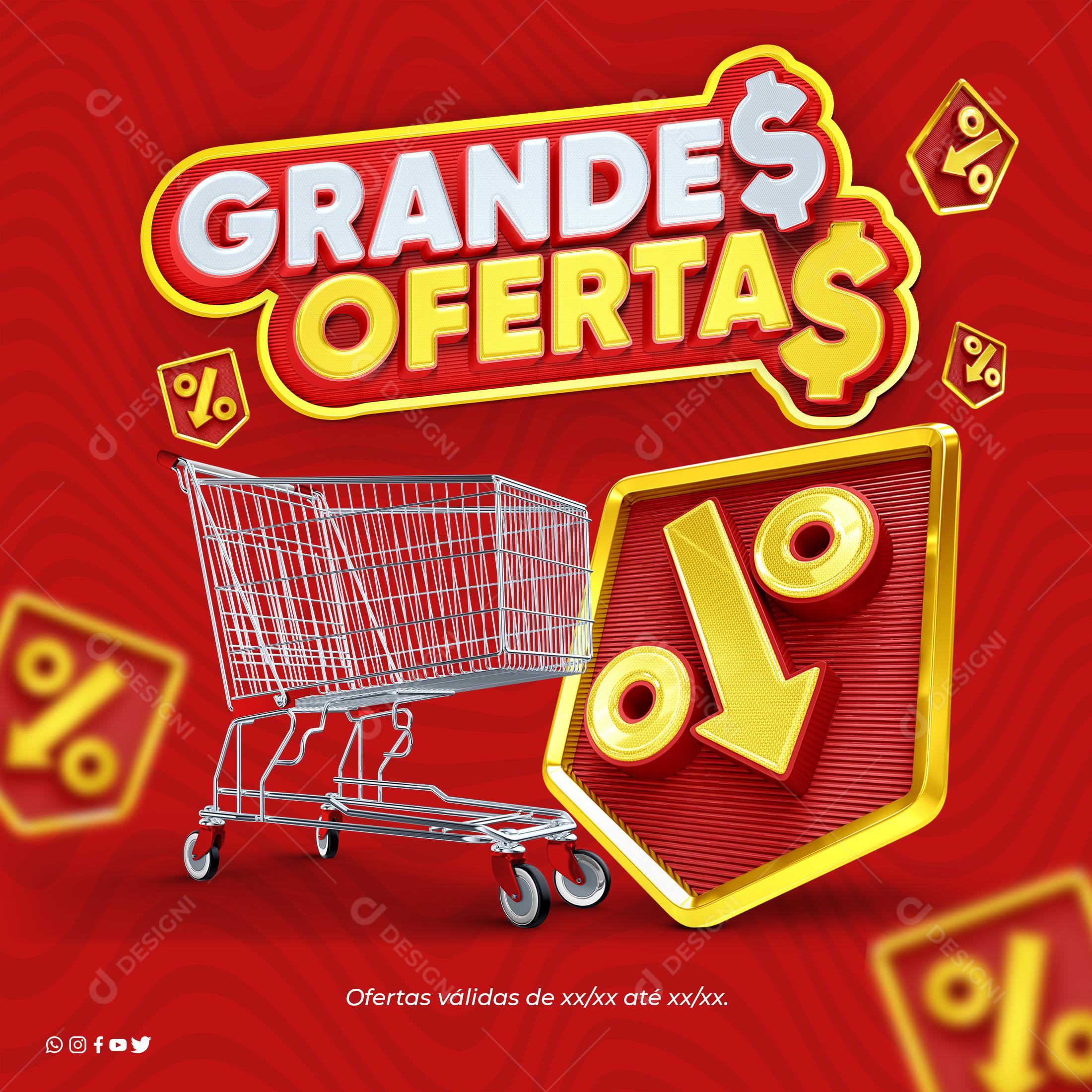 Post Feed Grandes Ofertas Selo Percentual Texto Editável PSD