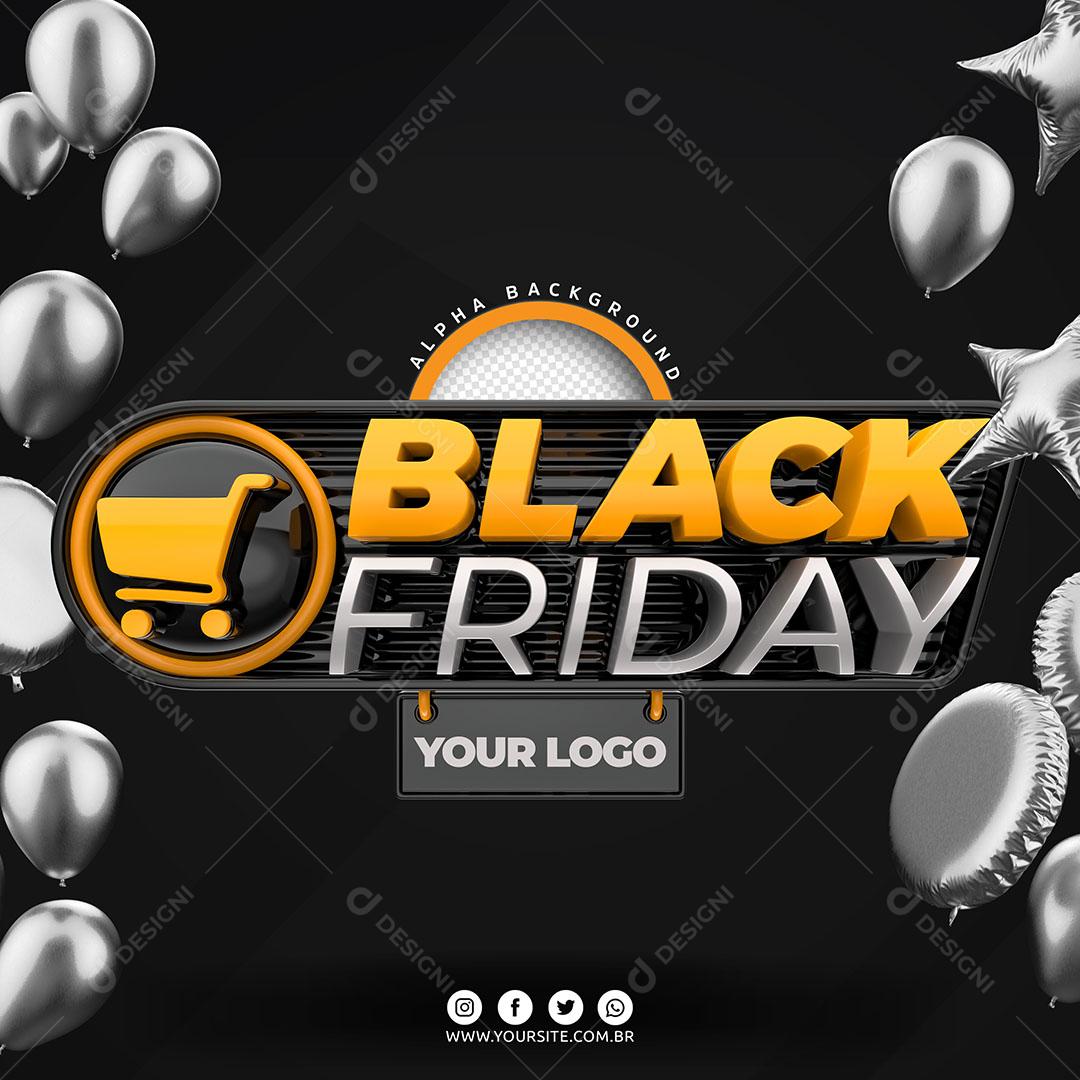 Black Friday Selo 3D Elemento Para Composição PSD Editável